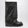 Attico 'robin' Black Boots With Square Toe And Logo Plaque On The Rear