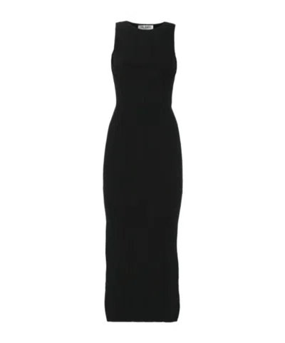 Attico The  Contoured Midi Dress In Black