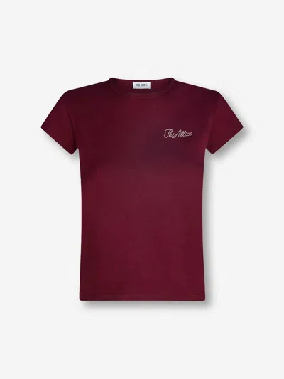 Attico The  Cotton Logo T-shirt In Burgundy