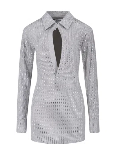 Attico The  Cotton Mini Dress In Gray