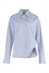 Attico Blue And White Striped Oversized Cotton Shirt In Blue