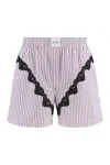 Attico Mini Striped Short Pants For Women In Prune