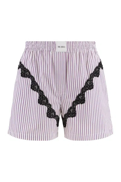 Attico The  Cotton Shorts In Purple