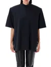 Attico Modern Mock Neck T-shirt With Short Sleeves In Black