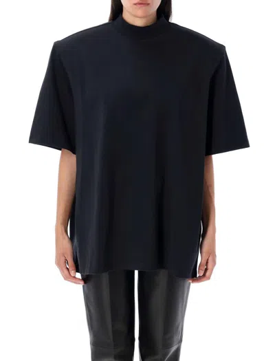Attico Modern Mock Neck T-shirt With Short Sleeves In Black