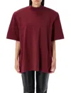 Attico Crewneck Mock Neck Logo Embroidered Top In Burgundy
