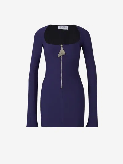 Attico The  Crepe Mini Dress In Blue