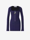Shop Attico The  Crepe Mini Dress In Navy Blue