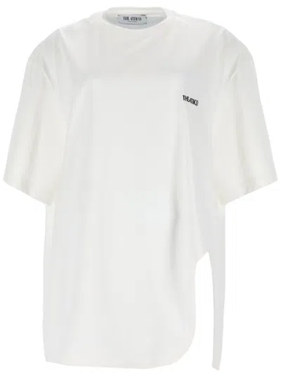 Attico White Short-sleeve T-shirt With Curved Cutout Detail