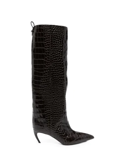 Attico The  Croc-embossed Leather Boot In Multi