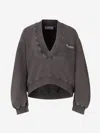 Attico Faded Black Sweatshirt In Worn Effect