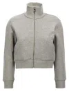 Attico The  Cropped Grey Sweatshirt With Embossed Logo