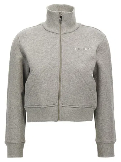 Attico The  Cropped Grey Sweatshirt With Embossed Logo