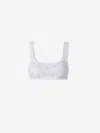 Attico Embellished Ribbed-knit Top In Glossy Logo Detail
