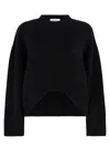 Attico The  Cropped Oversized Black Sweater In Black