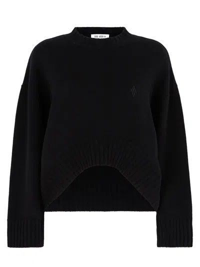 Attico The  Cropped Oversized Black Sweater
