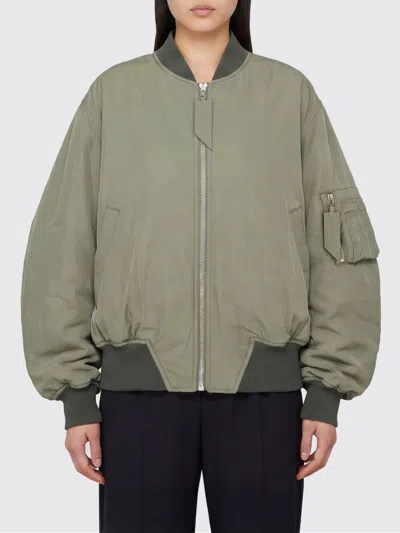 Attico The  Cropped Relaxed Fit Bomber Jacket With Dropped Shoulders In Green