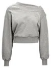 Attico Logo Sweatshirt With Crossed Neckline And Open Back In Gray