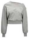Attico Logo Sweatshirt With Crossed Neckline And Open Back In Gray