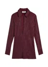 Attico Embellished Collared Dress In Burgundy