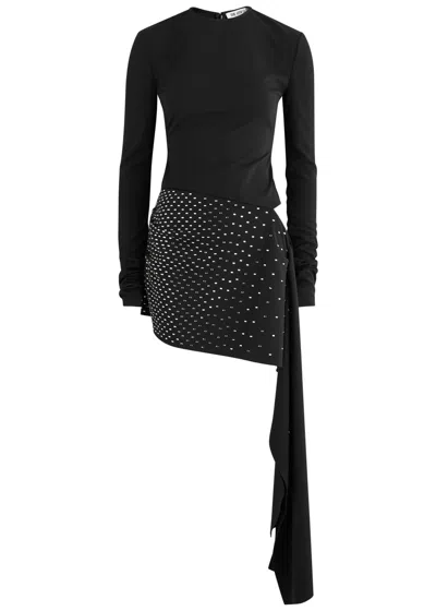 ATTICO THE ATTICO CRYSTAL-EMBELLISHED DRAPED MINI DRESS