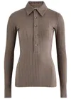 Attico Faded Mud Long Sleeve Vertical Striped T-shirt In Brown