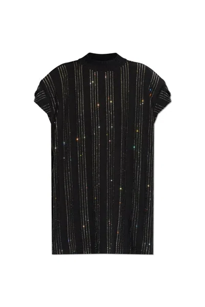 Attico The  Crystal Embellished Sleeveless Top In Black