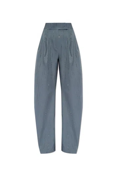 Attico Gary Crystal-embellished Trousers In Grey