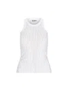 Attico Womens White Crystal-embellished Ribbed Cotton Tank Top In White