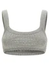 Attico Grey Cotton Hotfix Crystal Bralette Top In Gray