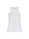 Attico White Tank Top With Multicolor Rhinestone In Jersey Woman