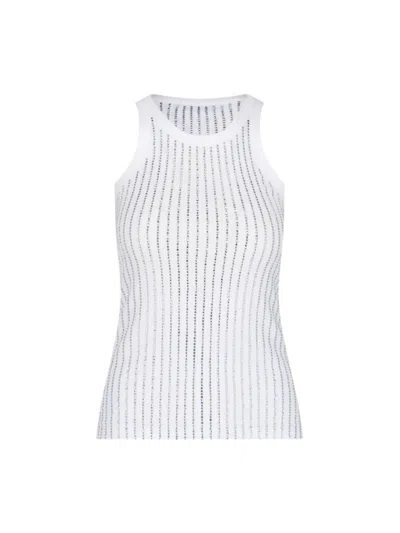 ATTICO THE ATTICO CRYSTAL TOP IN WHITE COTTON JERSEY