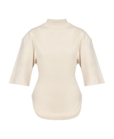 Attico The  Curved Hem Open Back T-shirt In White