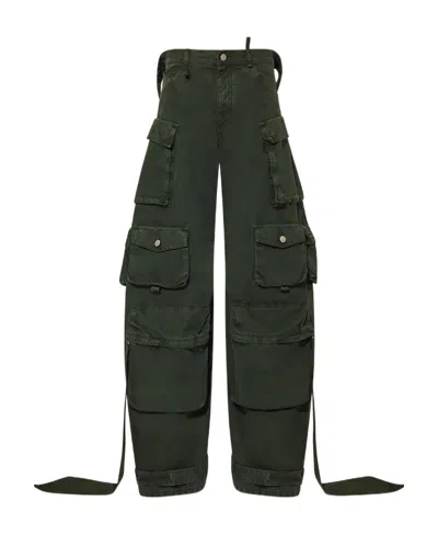 Attico Fern Low-rise Cargo Pants In Green