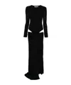 Attico Long Draped Jersey Dress With Pleats In Black