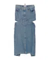 Attico Denim Skirt With Cut Out Detail In Blue