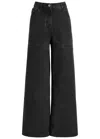Attico The  Cut-out Wide-leg Jeans In Black