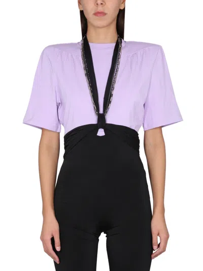 Attico The  Cut-out Detail Mini T-shirt In Purple
