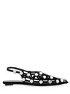 Attico Grid Embellished Suede Ballet Flats