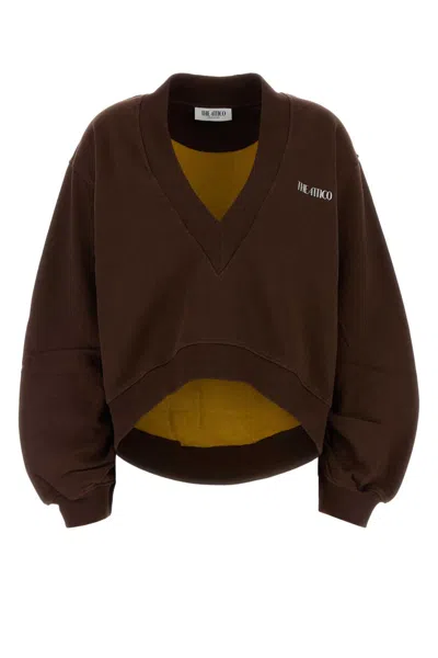 ATTICO THE ATTICO DARK BROWN COTTON SWEATER