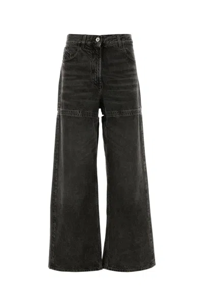 Attico The  Dark Grey Denim Wide-leg Jeans In Gray
