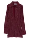 Attico Embellished Collared Dress In Red