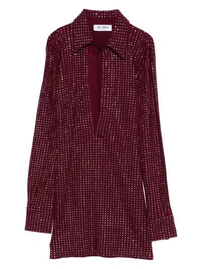 Attico Long Sleeve Knee Length Dress With Studs In Multi