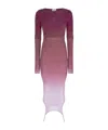 Attico Garter-detailed Ombré-knit Midi Dress In Pink