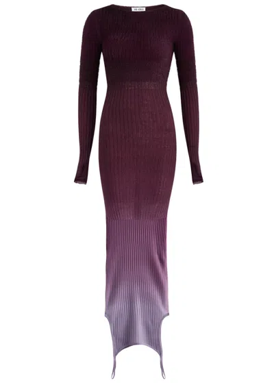 Attico Ombré Ribbed-knit Midi Dress In Multicolour