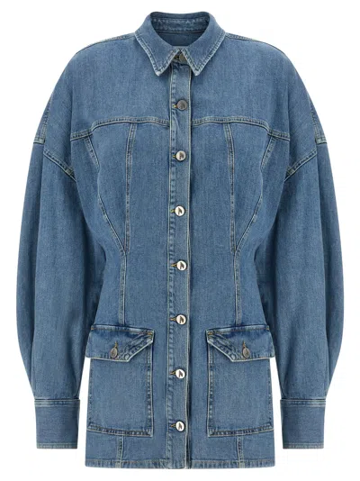 Attico Women Blue Shirt Collar Denim Mini Dress, Xs Luxury Dresses For Women Darveys
