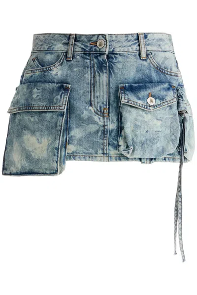 Attico Denim Fay Mini Skirt In Blue