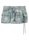 Attico Fay Bleach-wash Mini Skirt In Blue