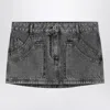Attico Gray High-waisted Slim Fit Denim Mini Skirt