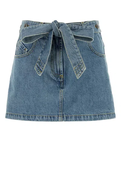 Attico The  Denim Mini Skirt In Blue